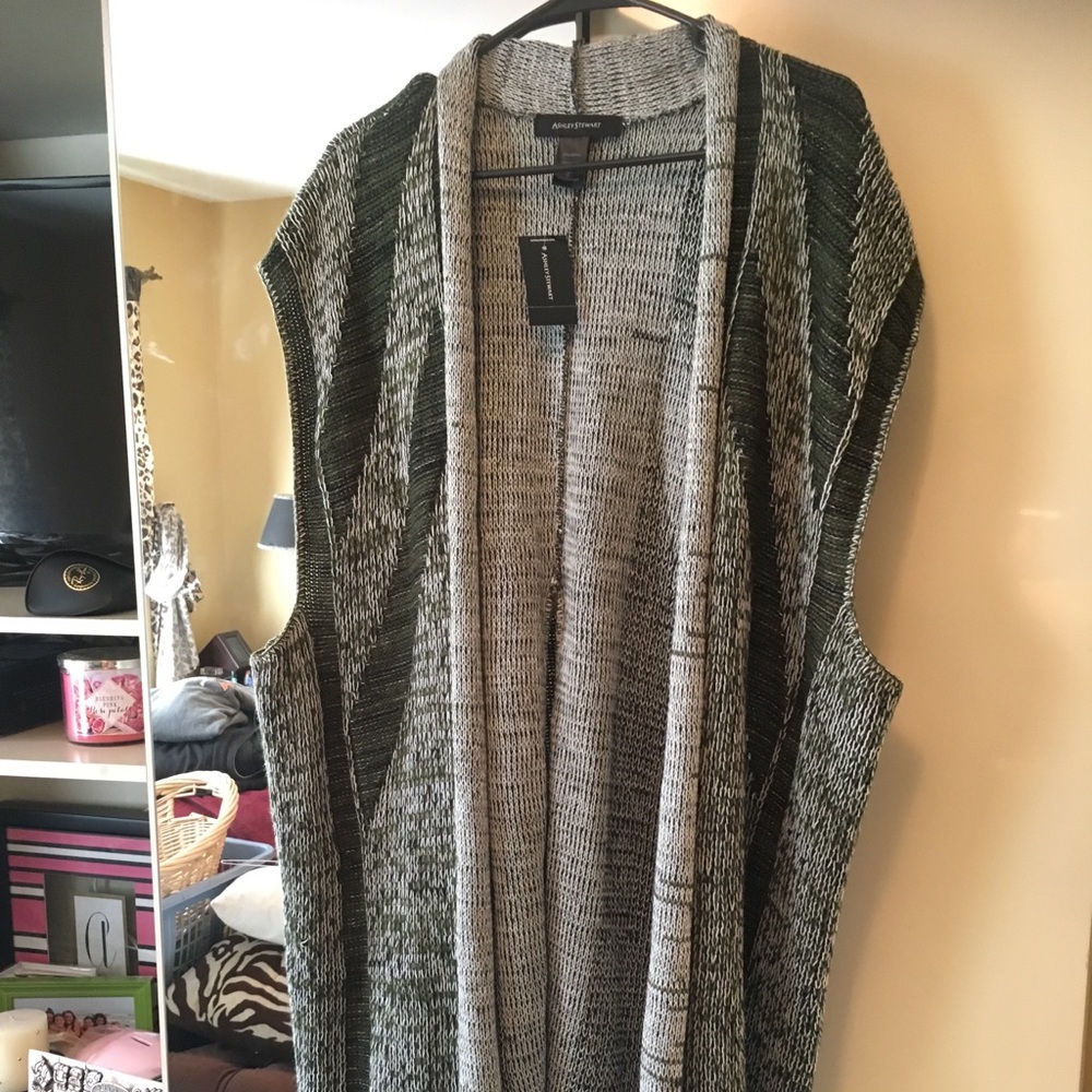 Ashley Stewart knit duster with fringe